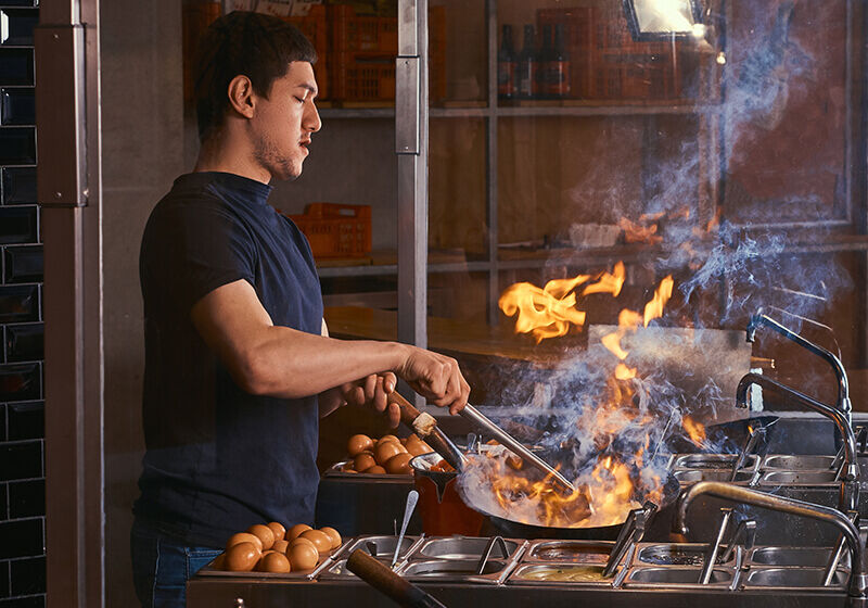 cooking over fire